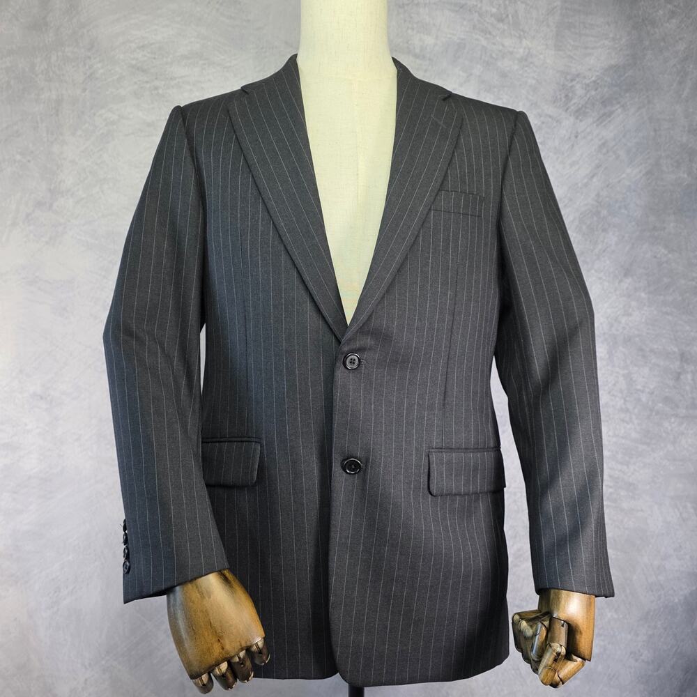 Hickey Freeman Blazer Mens 38R Gray Pinstripe Wool Sport Coat 2 Button USA Union